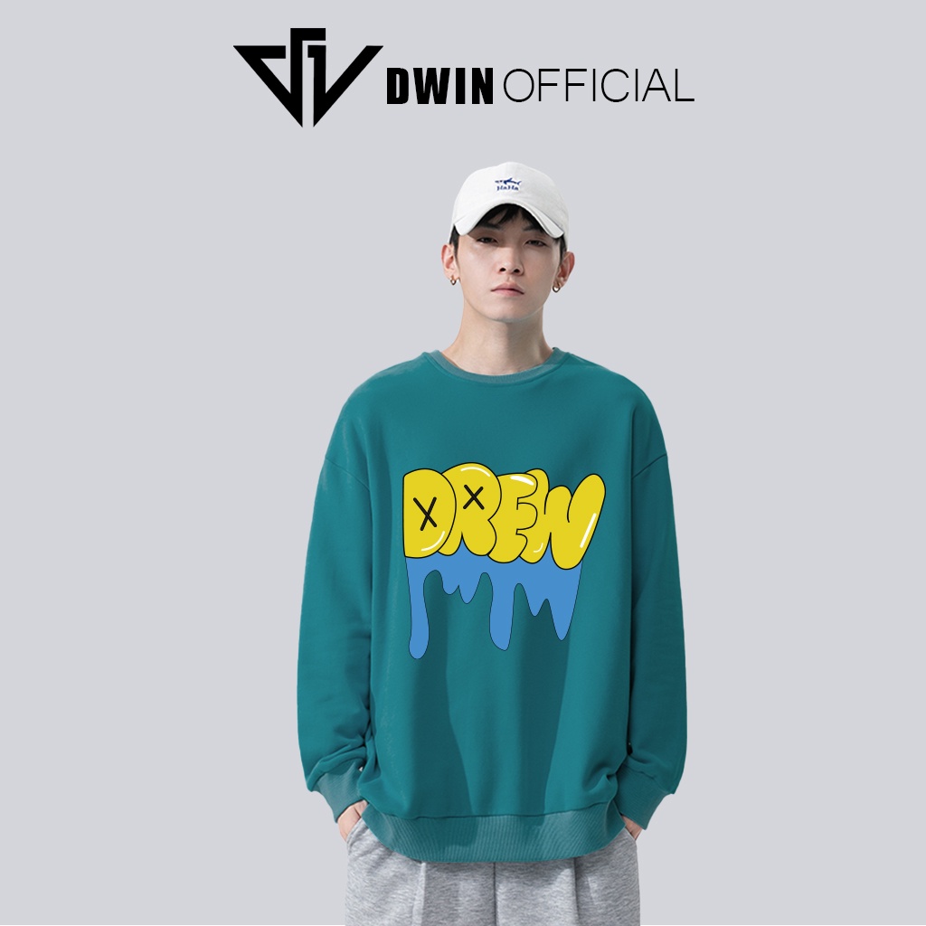 Áo sweater nỉ in chữ Drew unisex DWIN basic nam nữ form rộng oversize local brand SP00123