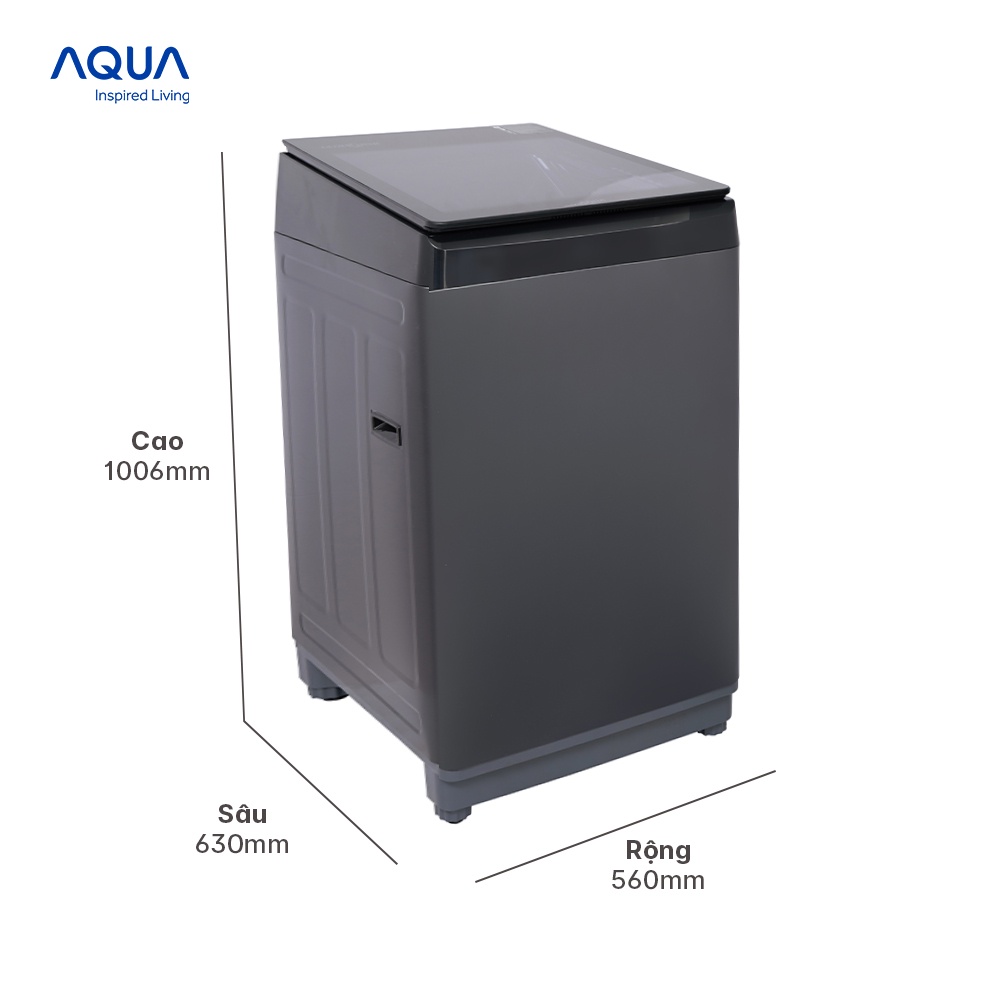 Freeship Toàn Quốc - Máy giặt cửa trên Aqua 10kg AQW-U100FT.BK