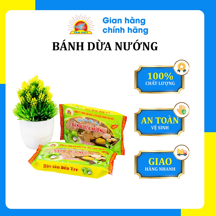 Bánh Dừa Nướng Đặc Sản Quảng Nam TÂN VIỆT Vị Ngọt Béo Siêu Thơm Ngon Gói 100g