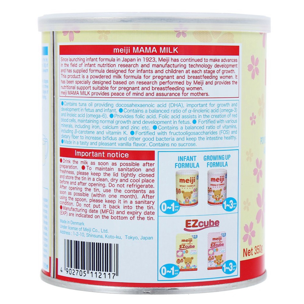 Sữa bột Meiji Mama Lon 350g Dành cho mẹ bầu