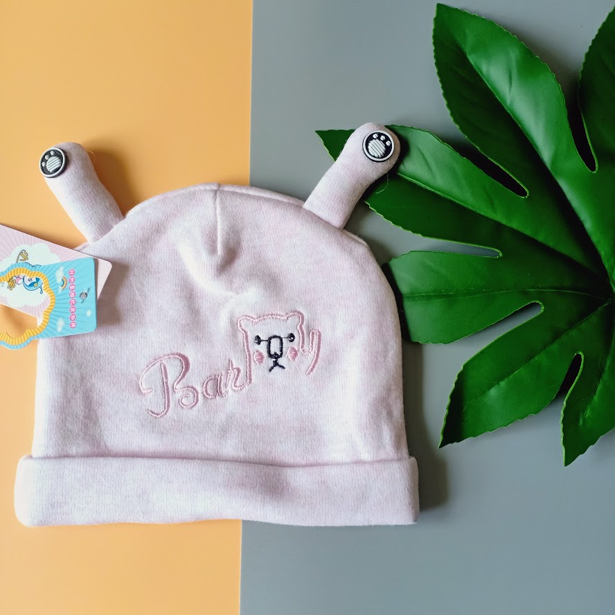 Mũ sơ sinh cotton mẫu gấu (được chọn màu) / Nón em bé 2 lớp mềm mịn cho bé 0-4 tháng