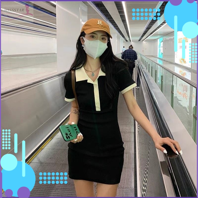 Đầm Body Polo Phối Màu Xinh Xắn, Trẻ Trung, Năng Động, Chất Thun Len Gân Cao Cấp Dày Mềm Mịn, Mát, Bền Đẹp