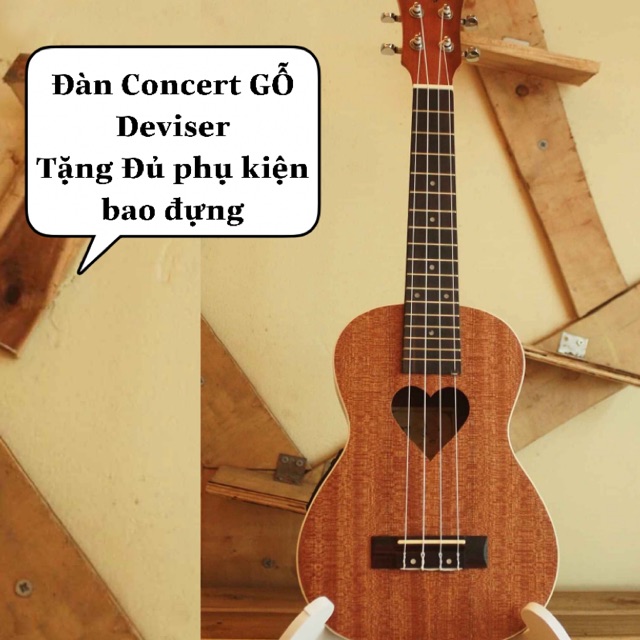 Đàn Ukulele concert trái tim Deviser - tặng full phụ kiện