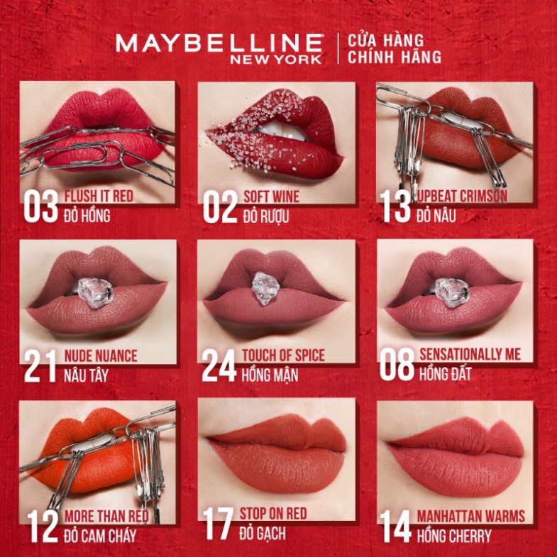 Son Kem Lì Nhẹ Môi Tông Đỏ Maybelline New York Sensational Liquid Matte Lipstick 7ml Hàng Chính Hãng