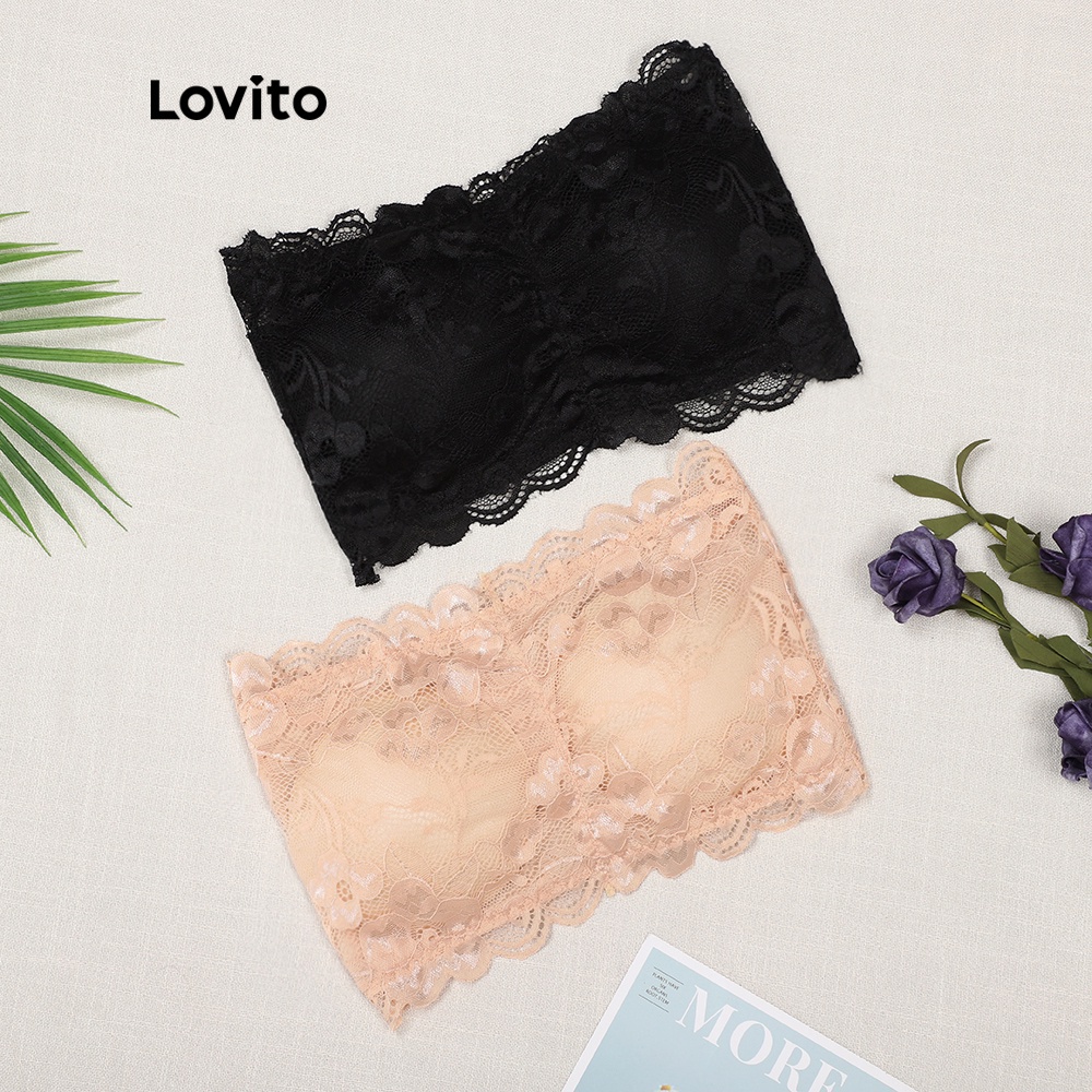 Áo ngực Lovito không gọng phối ren đơn giản thoải mái L00312 (Màu mơ/đen) | BigBuy360 - bigbuy360.vn