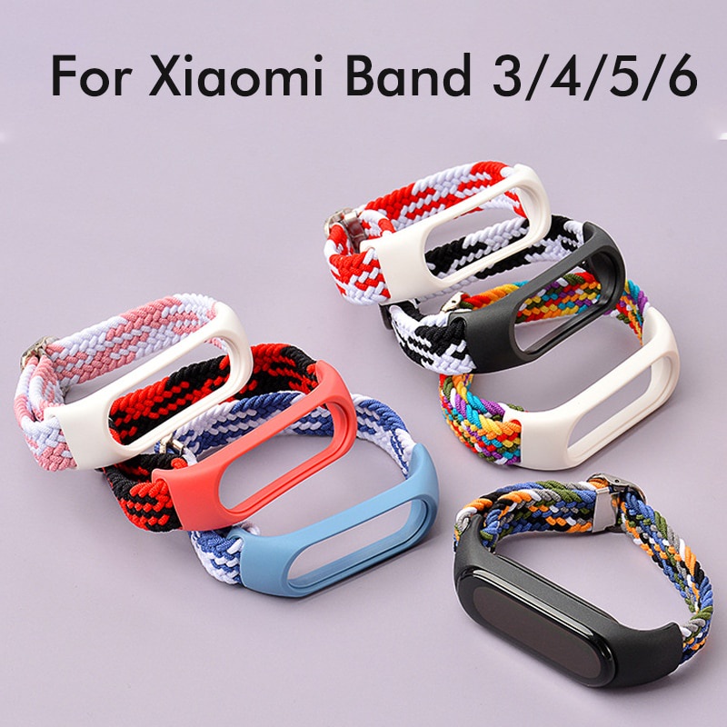 Dây Đeo Sợi Nylon Cho Đồng Hồ Thông Minh Xiaomi Mi Band 5 6 Nfc Mi Band 3 4