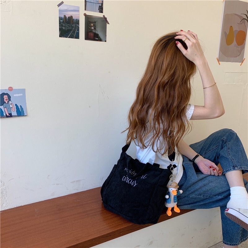 Túi đeo chéo công sở Midnight vải tike dày vừa a4 (có sẵn+hình thật)