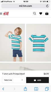 Áo phông bé trai nhiều mẫu H&M