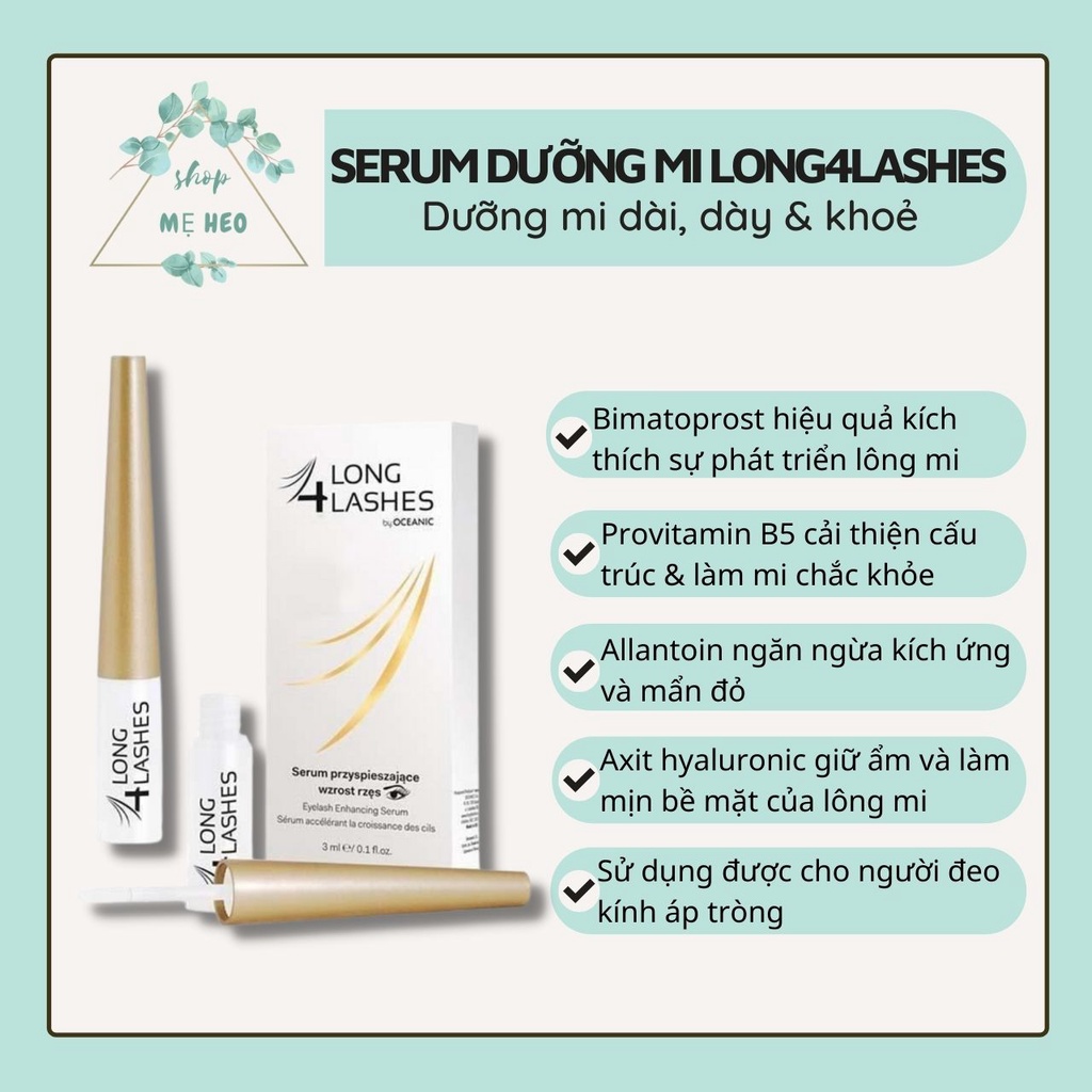 Dưỡng mi Long4Lashes chăm sóc &amp; nuôi dưỡng lông mi chắc khoẻ, mọc dài &amp; dày