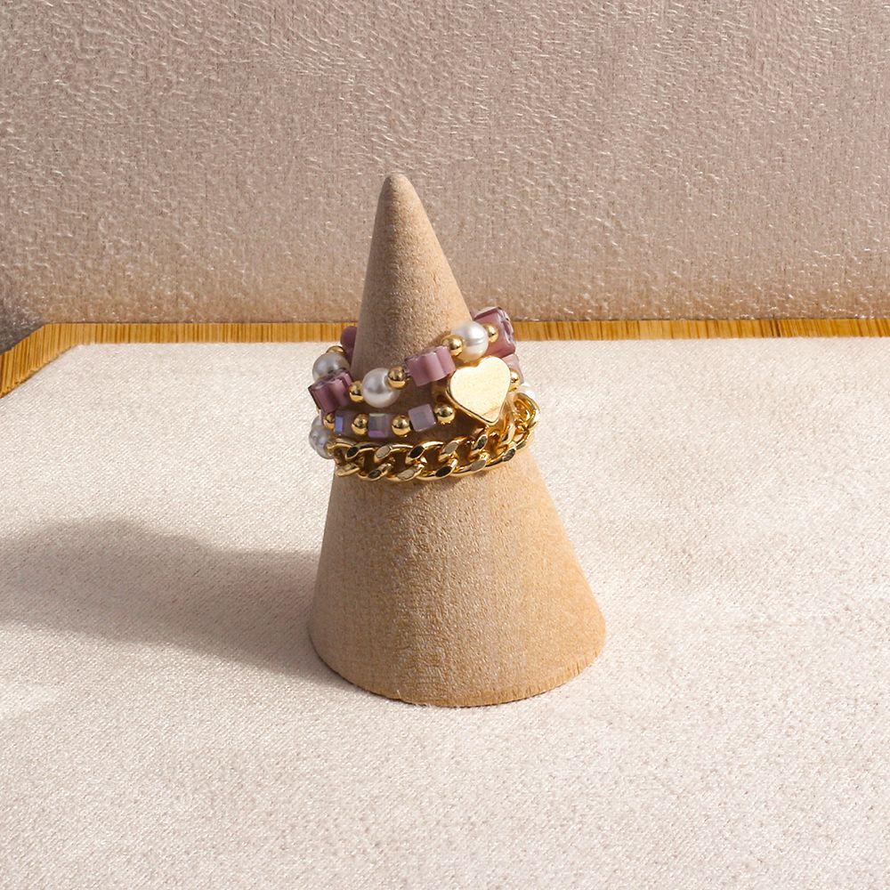 Nhẫn Đính Hạt Hình Hoa / Trái Tim Phong Cách Bohemia Dễ Thương Cho Nữ