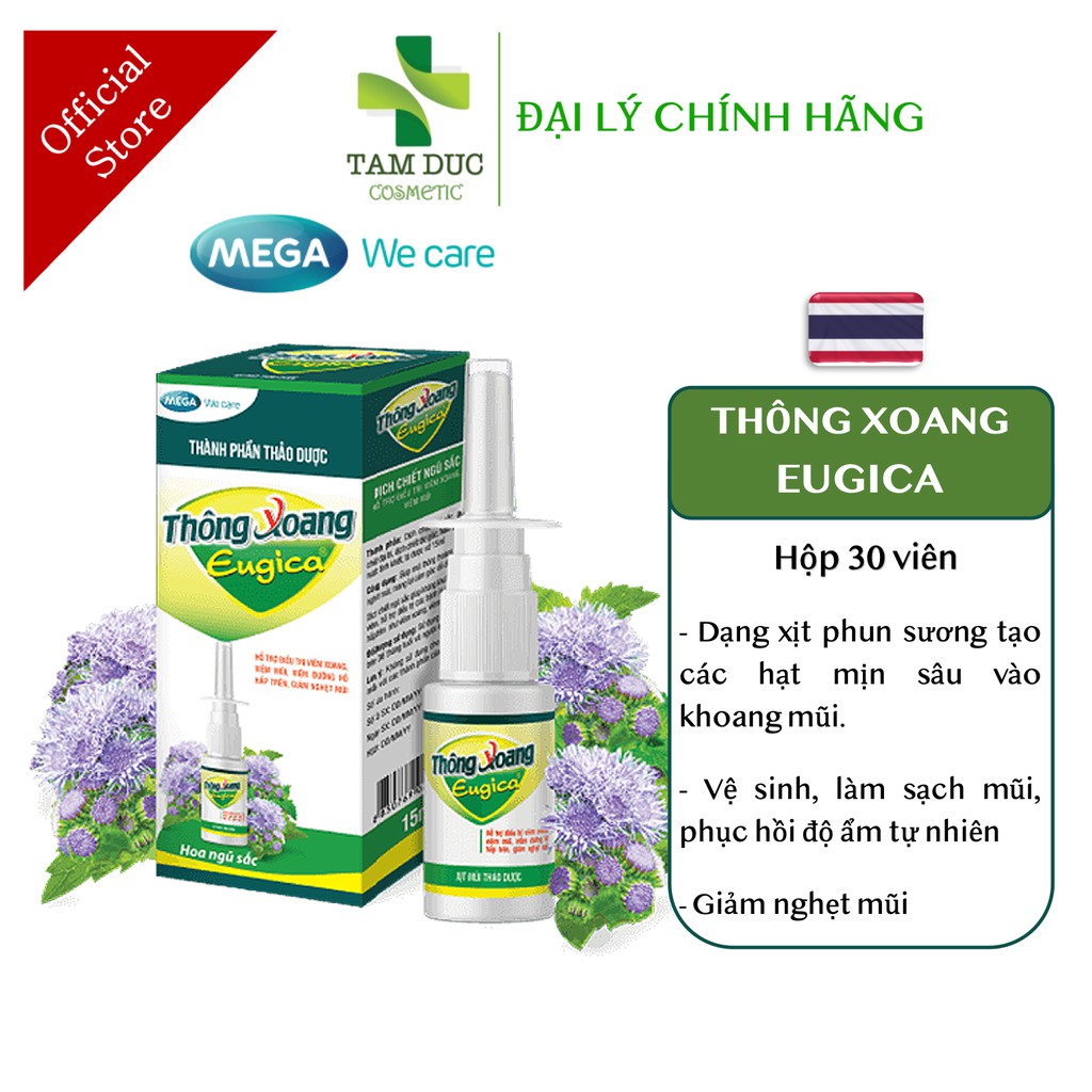 Thông Xoang EUGICA 10ml Xịt mũi thảo dược Eugica giúp sạch mũi, thông thoáng mũi - Mega we care