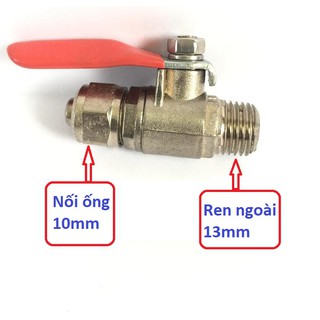 Van khóa nước, ren ngoài 13mm, nối nhanh ống phun sương 10mm, dùng trong máy lọc nước hoặc hệ thống phun sương.