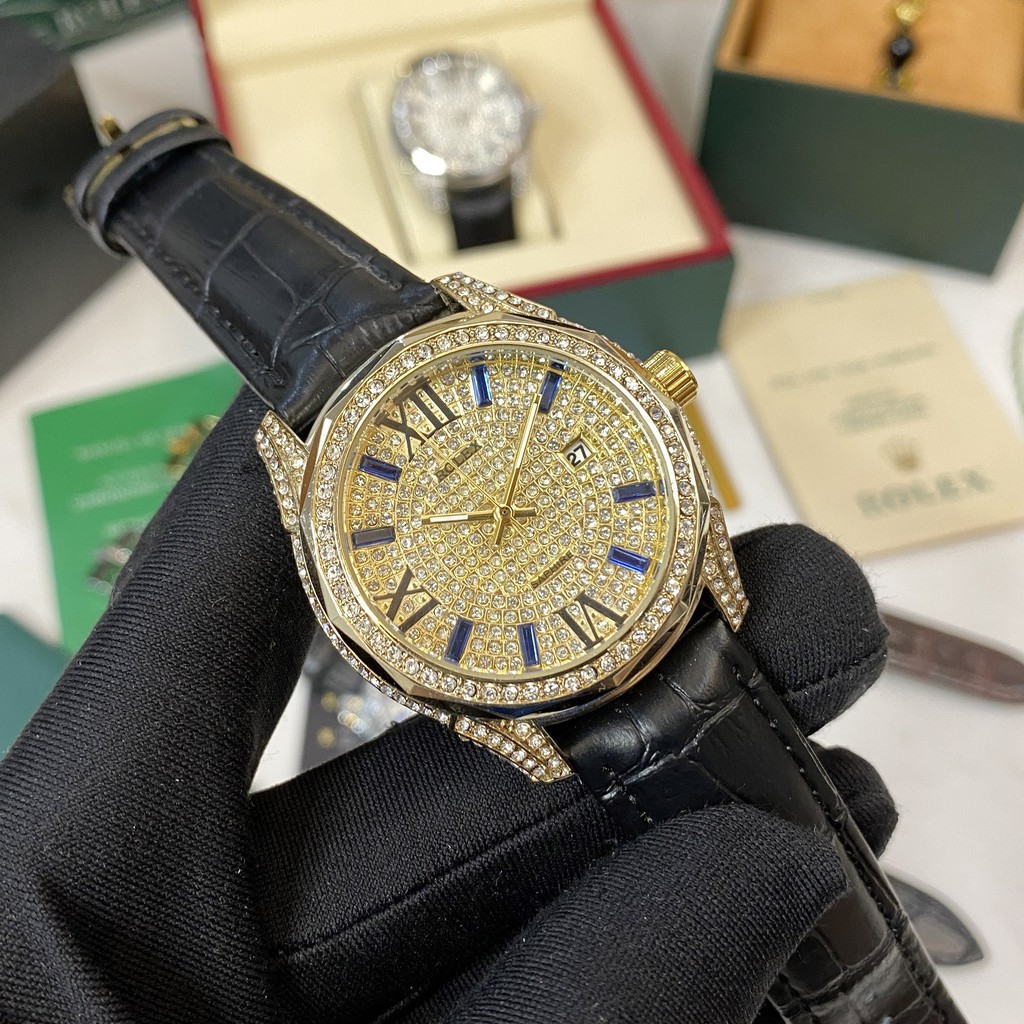 [Fullboxx 1:1] Đồng hồ nam Rolex đính đá full box dây da - bảo hành 12 tháng Shop404 | BigBuy360 - bigbuy360.vn