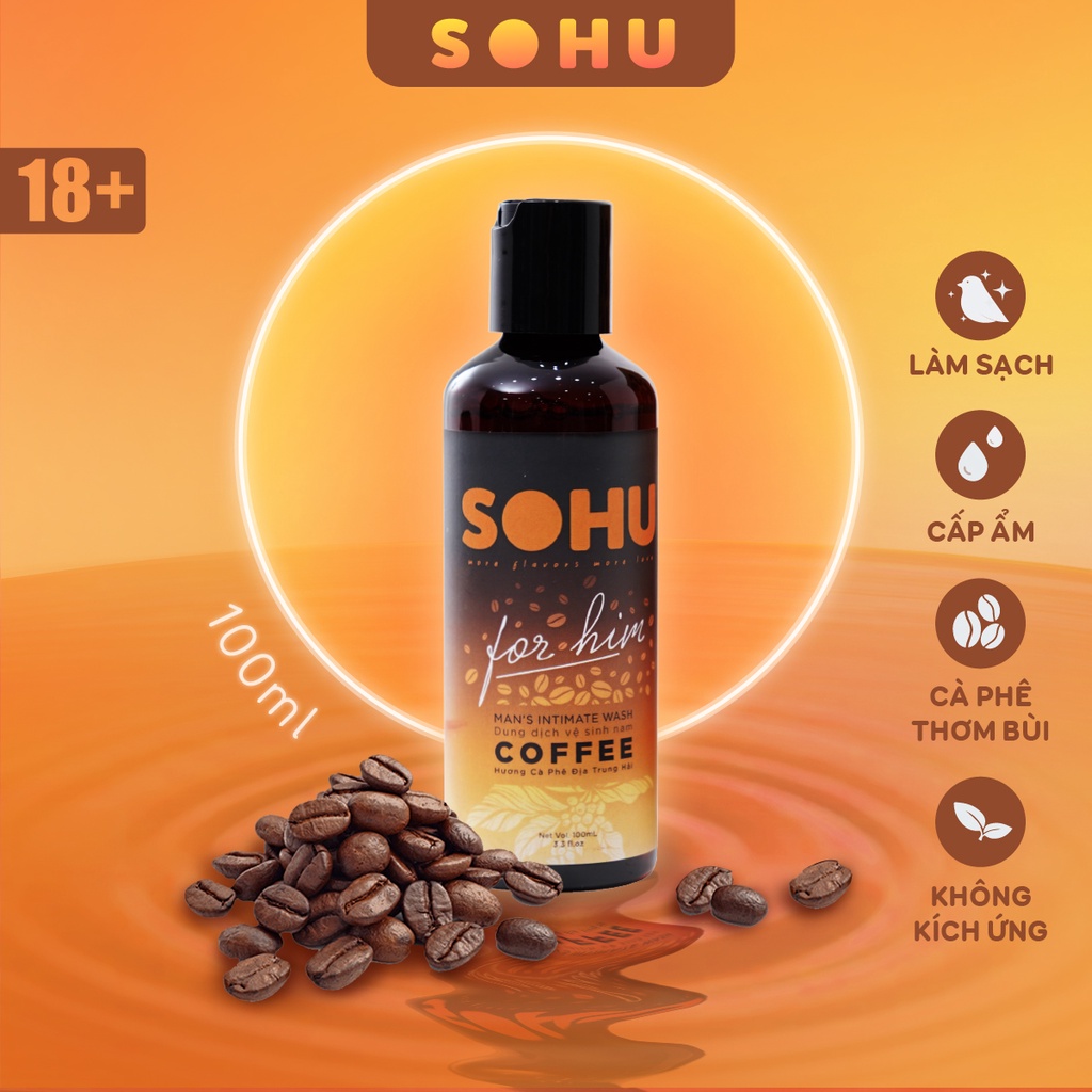 Dung dịch vệ sinh nam SOHU hương cà phê khử mùi tự nhiên lành tính chai 100ml