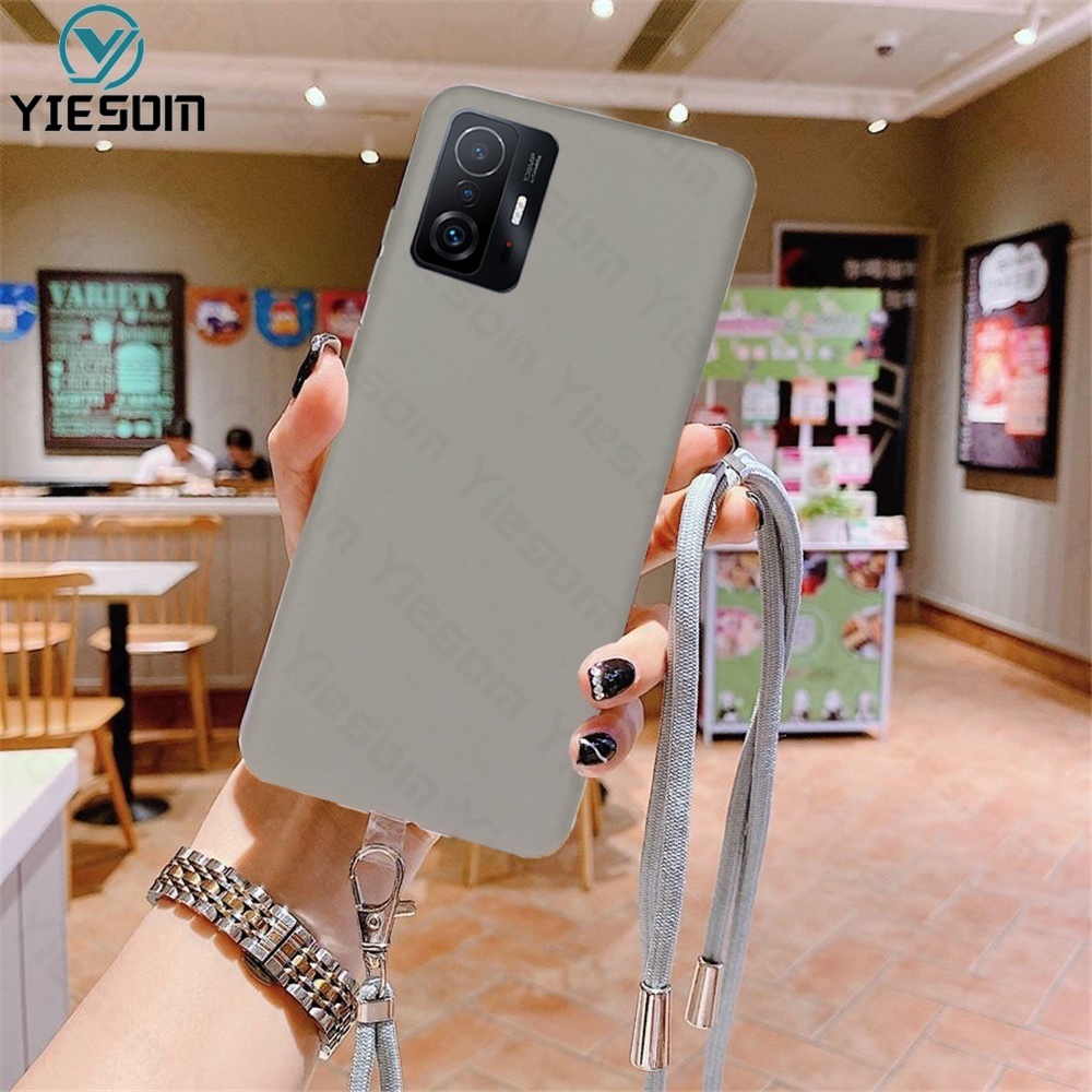 Ốp Điện Thoại TPU Màu Kẹo Có Dây Đeo Cổ Cho Xiaomi Mi 12 11T 11 Lite 10T Pro