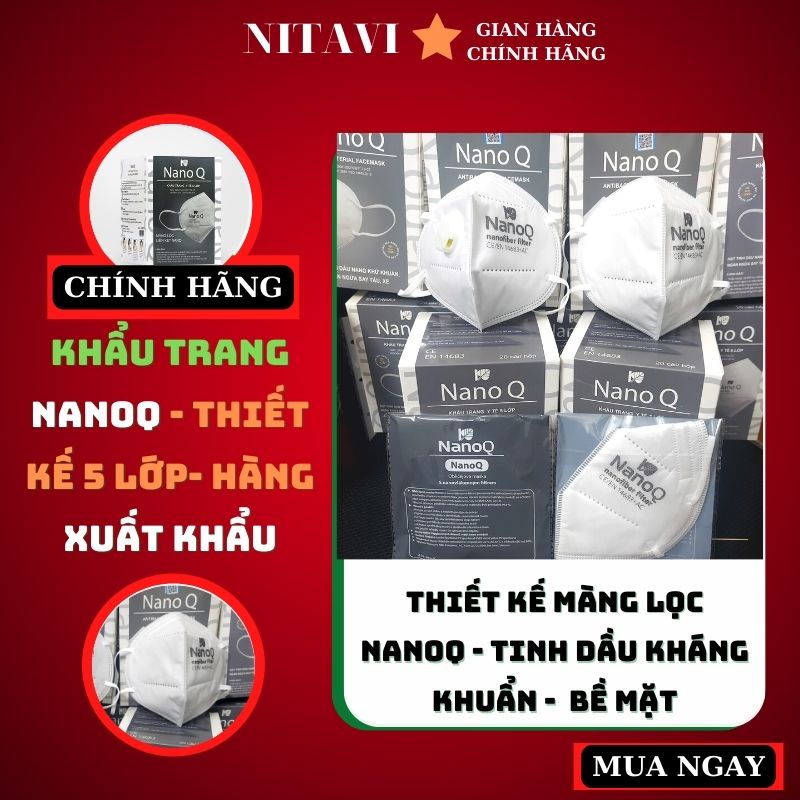 Khẩu trang y tế n95 NanoQ 5 lớp kháng khuẩn chính hãng có van thở Nano tinh dầu kháng khuẩn ngay trên bề mặt