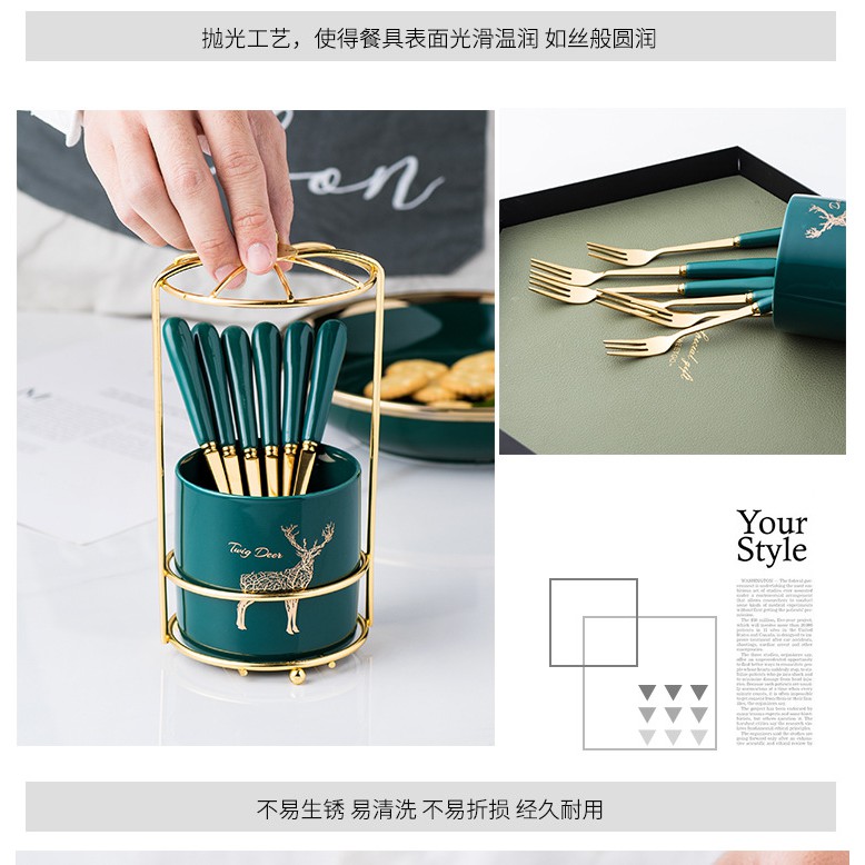 Bộ 6 dĩa ngọc lục bảo kèm dĩa, hàng cao cấp