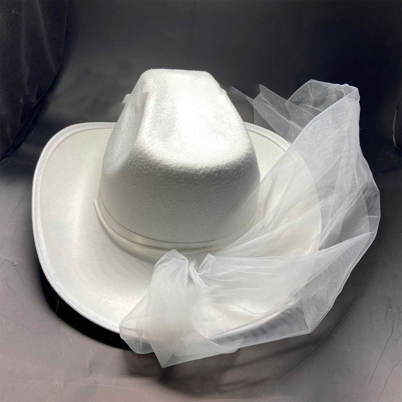 Mũ Cao Bồi Tây Hình Vương Miện Bằng Vải Nỉ Màu Trắng Thu Hút Cho Nữ