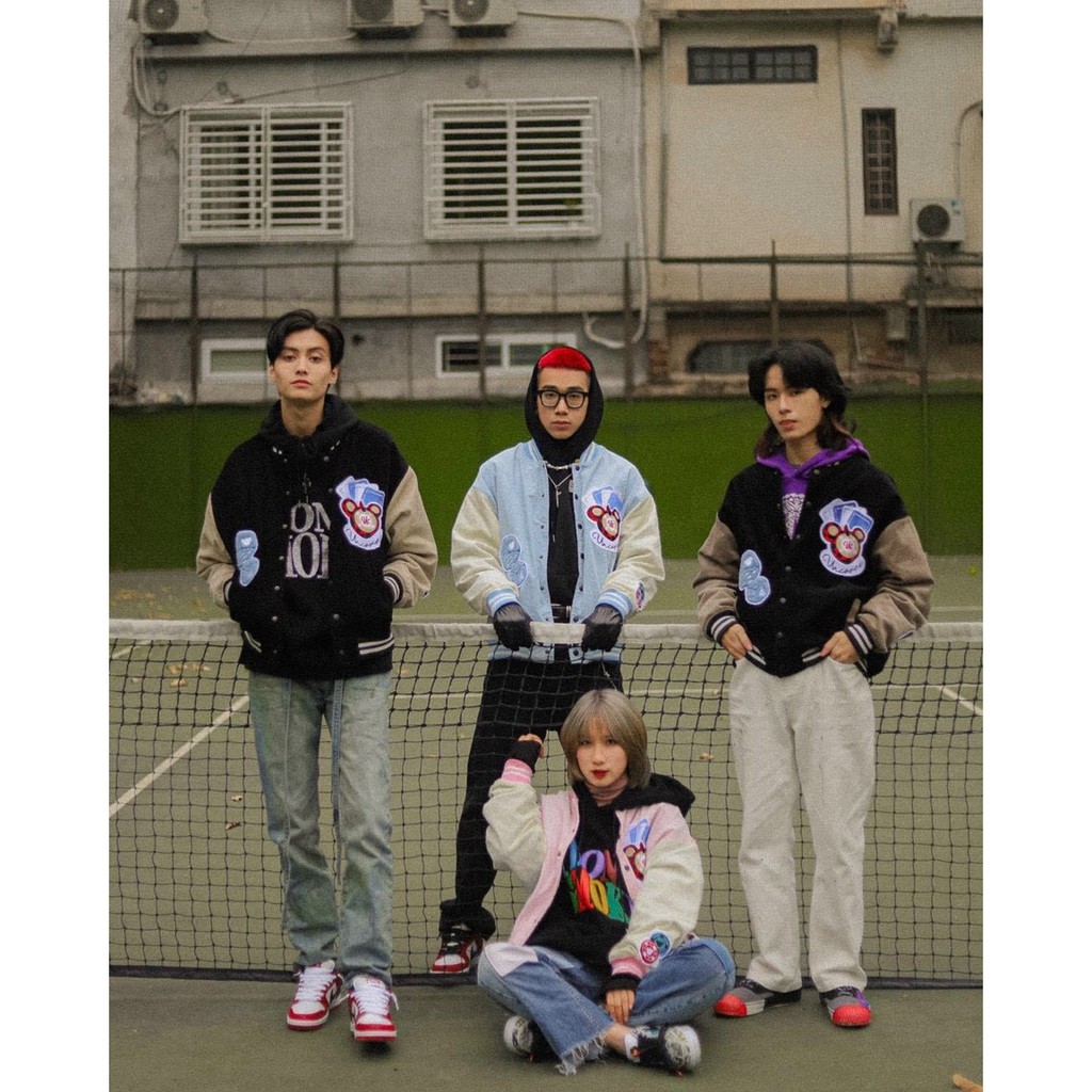 Áo Khoác Bomber Jacket/ Áo khoác nhung tăm Varsity UNCOVER Unisex Nam Nữ mặc couple Ulzzang KUN