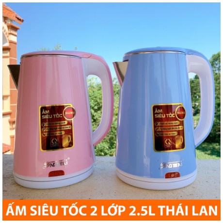 Ấm siêu tốc 2 lớp 2.5L Thái Lan Chính Hãng - Xuất Khẩu Việt Nam