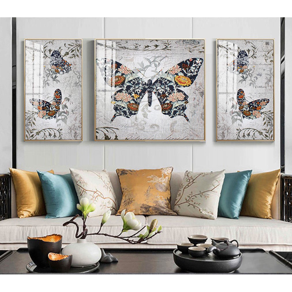 TRANH BỘ 3 TREO TƯỜNG CỠ ĐẠI- HƯƠU TÀI LỘC THIỂN NGA- GIÁ RẺ - MELYHOME- TB31009FGC7