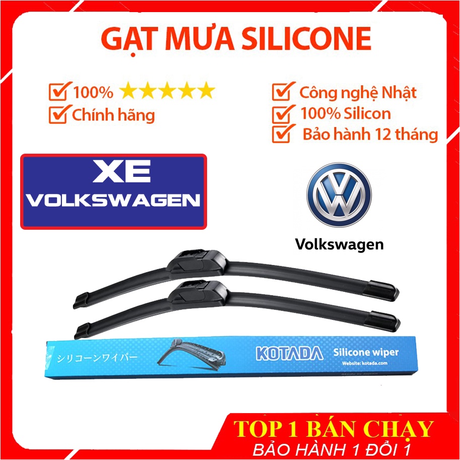 Gạt Mưa ô tô Silicon Xe Volkswagen Chính Hãng Nhật Bản | Gạt Sạch,Êm,Bảo Hành 1 Đổi 1  |  Gạt mưa oto 3 khúc | Bộ 2 cái