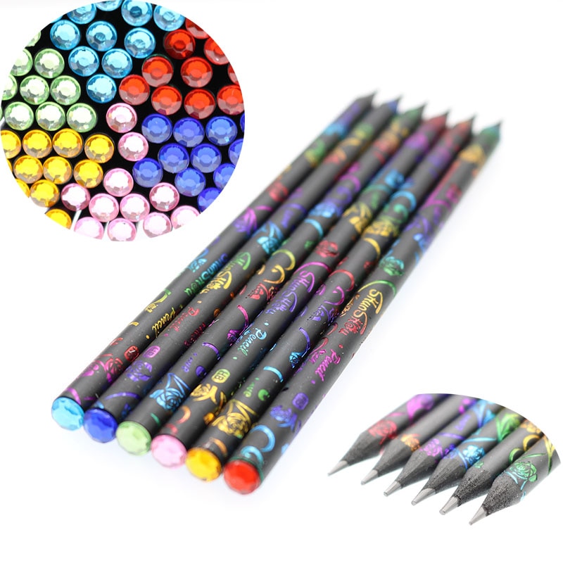 Set 6 Bút Chì Màu Đen Thân Gỗ Độc Đáo