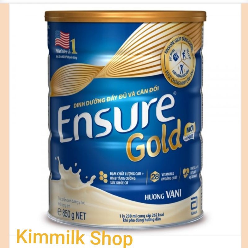 Sữa bột Ensure Gold HMB 850g mẫu mới hương Vani (CHÍNH HÃNG)