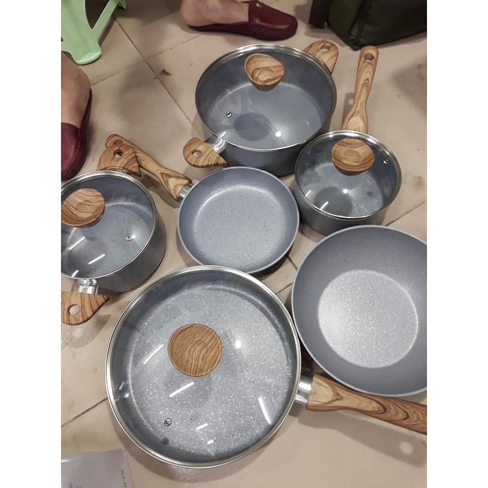 Bộ nồi nhôm đúc đáy từ 6 chiếc cao cấp ARBER Aluminium ALU03X hàng chính hãng bảo hành 12 tháng