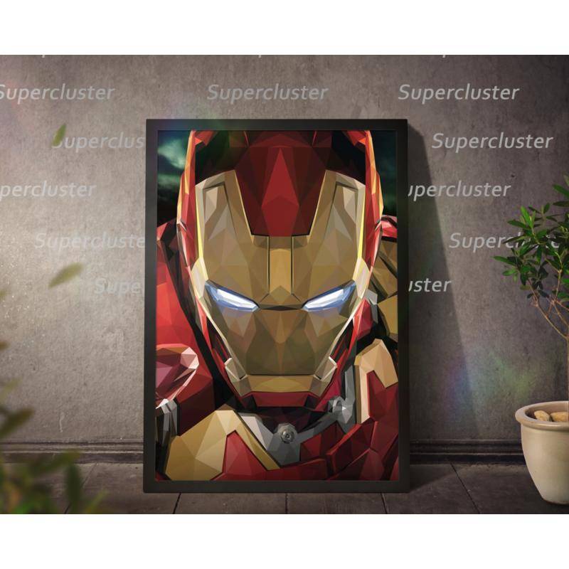 Tranh Vải Bạt Treo Tường In Hình Siêu Anh Hùng Người Sắt Marvel Trang Trí Nhà Cửa