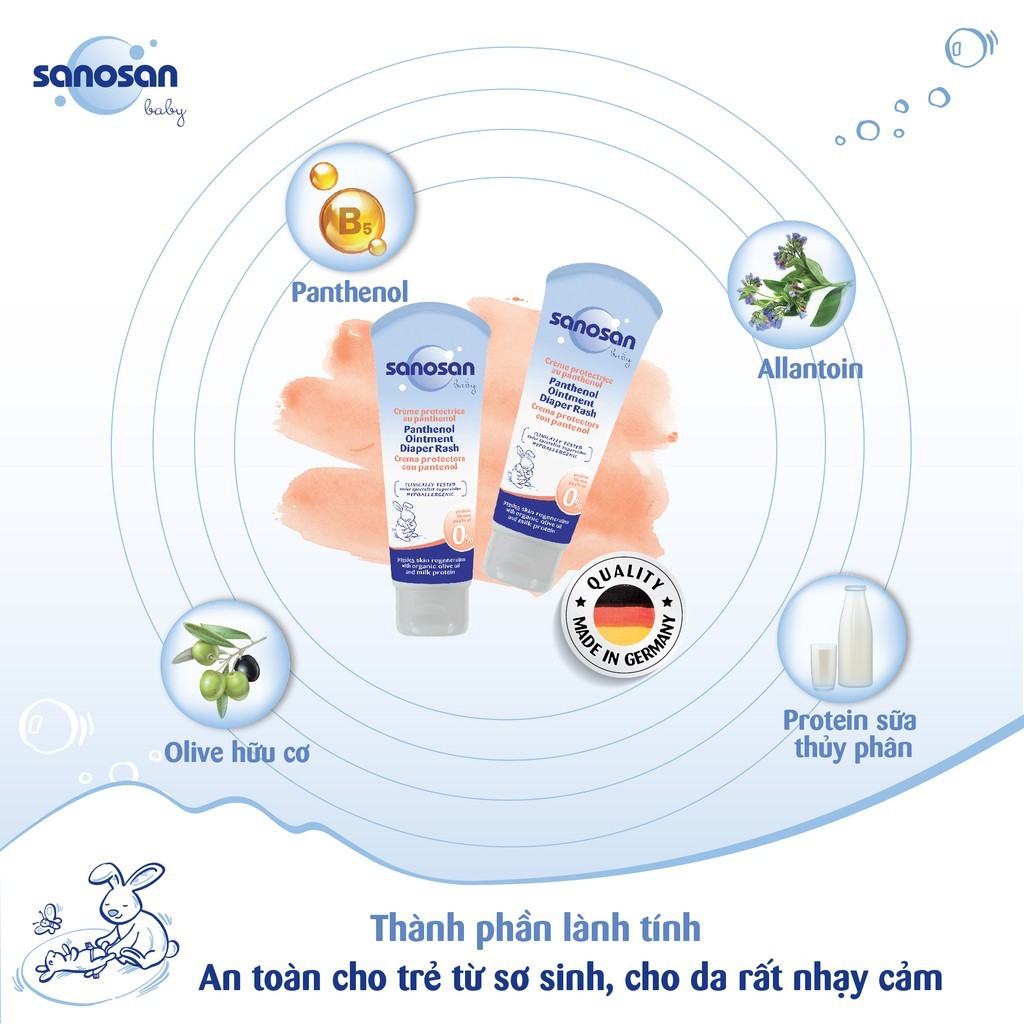 Tuýp kem hăm Sanosan 8ml 2 tác động chiết xuất Olive hữu cơ