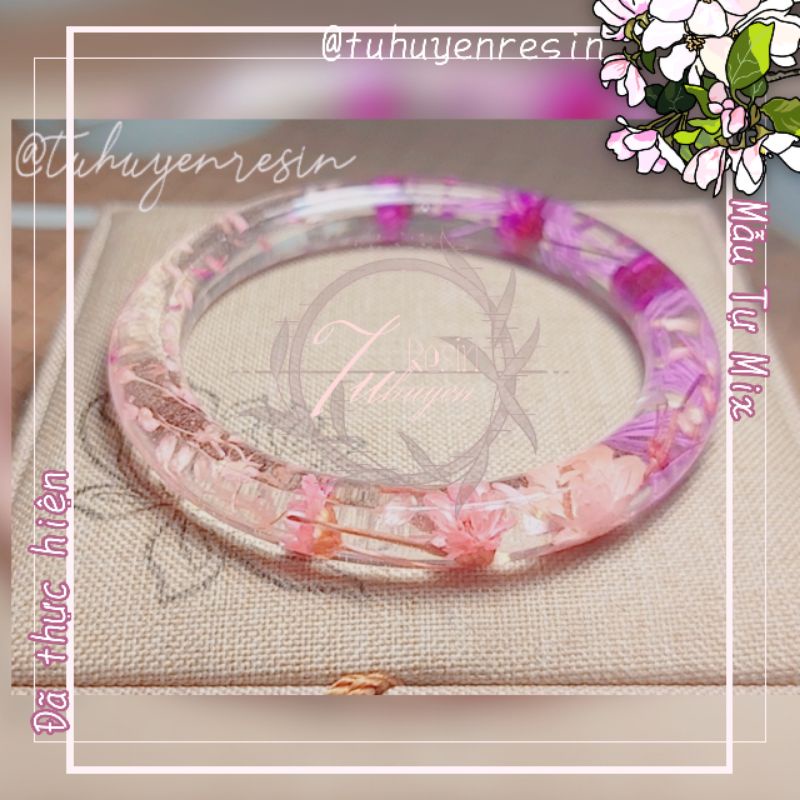 Vòng tay resin hoa khô nhà Tư Tư làm theo mẫu có sẳn_mẫu 4+_đã mix🌸◽️▫️