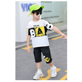 Bộ quần áo thể thao ngắn tay Hip Hop cho bé trai, bé gái, bố mẹ, thun cotton - Quần áo trẻ em - SockiMall (200550)