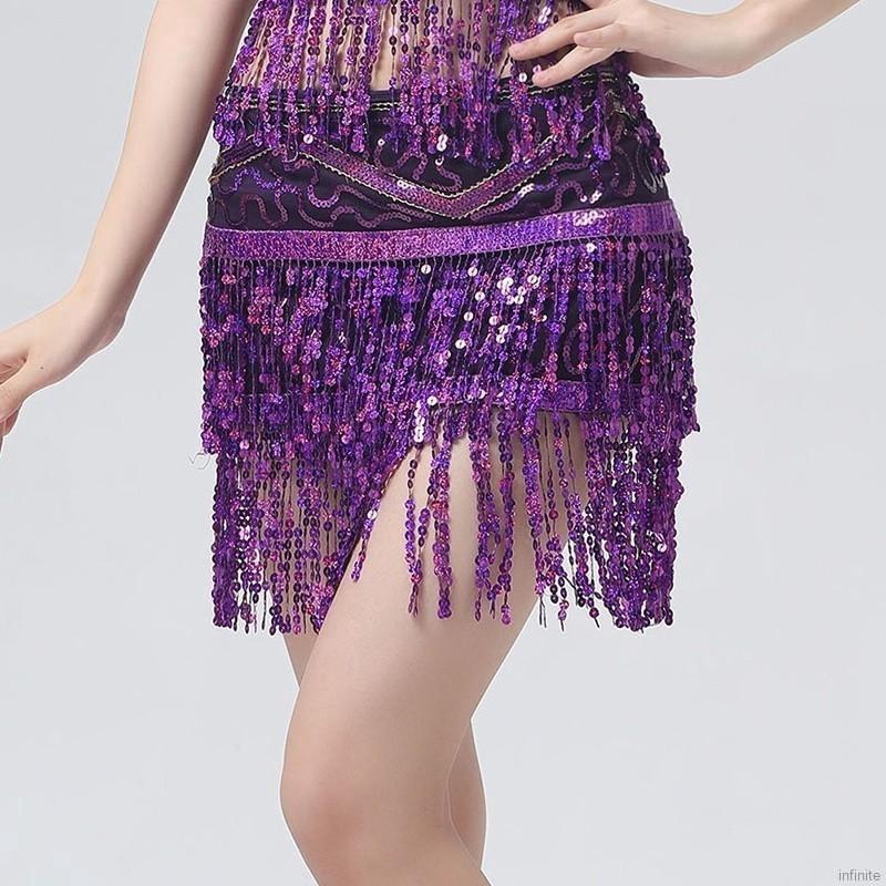 Thắt lưng múa bụng phối dây tua sequin đẹp mắt