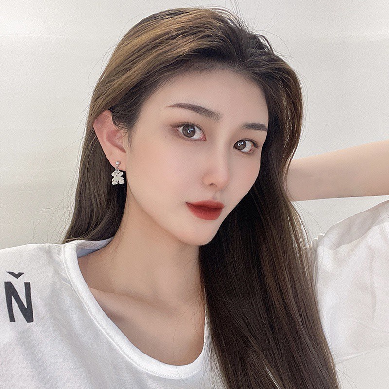 Khuyên Tai Hình Gấu Và Trái Tim Thời Trang Cho Nữ