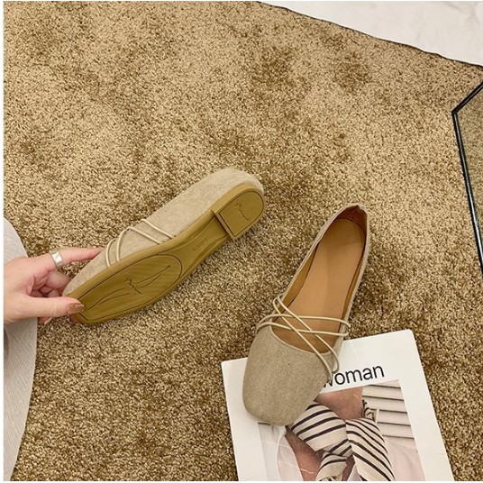 Giày búp bê da lộn nơ dây mảnh cực xinh G007 | BigBuy360 - bigbuy360.vn