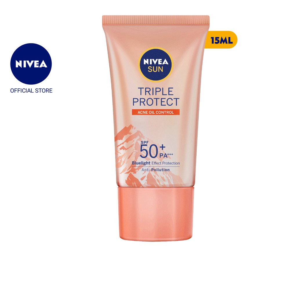 [HB GIFT] Kem chống nắng dưỡng da kiểm soát nhờn mụn NIVEASUN Triple Protect Acne Oil Control SPF50+ PA+++ 15ML | BigBuy360 - bigbuy360.vn