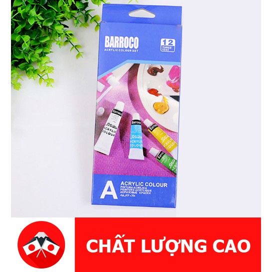 MÀU ACRYLIC HỘP 12 MÀU BAROCO ITALIA VẼ TRANH TƯỜNG, ÁO, VẢI, TÔ TƯỢNG, TRỘN ĐẤT SÉT POLYMER CHUYÊN NGHIỆP