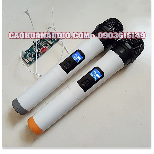 Micro loa kéo Sóng UHF - Bộ 2 micro cho loa kéo trắng bo mạch rời