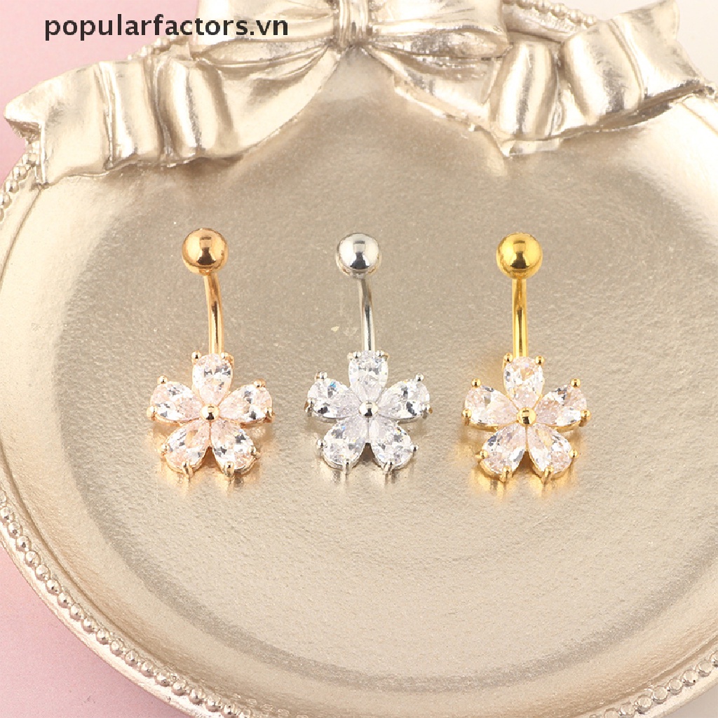 Khuyên rốn đính đá zircon bằng thép không gỉ tinh tế độc đáo