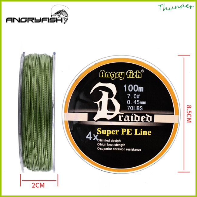 Cuộn dây bện câu cá PE ANGRYFISH 100m tải trọng 10lb-80lb
