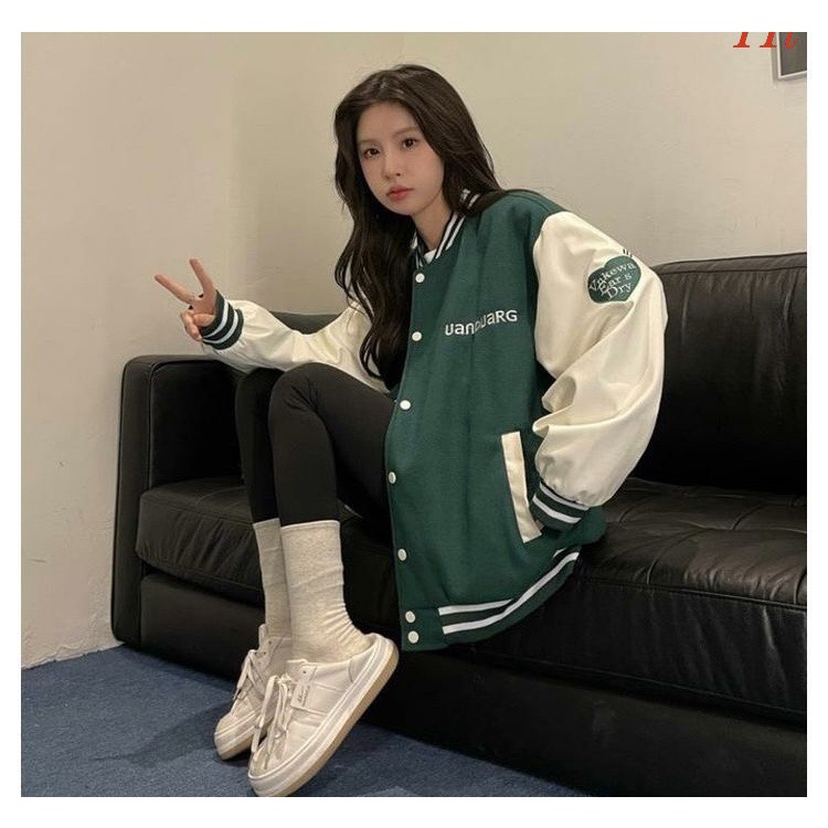 Áo Bomber nỉ Tim Una ❣️ chất liệu: nỉ cotton Túi cơi cực đẹp, cúc bấm sịN sò ❌2 màu: đen, xanh rêu