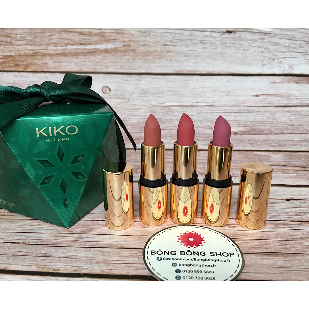 (Chuẩn Pháp-Son mới về) Set 03 son mini KIKO Holiday Gems (mini powder power)