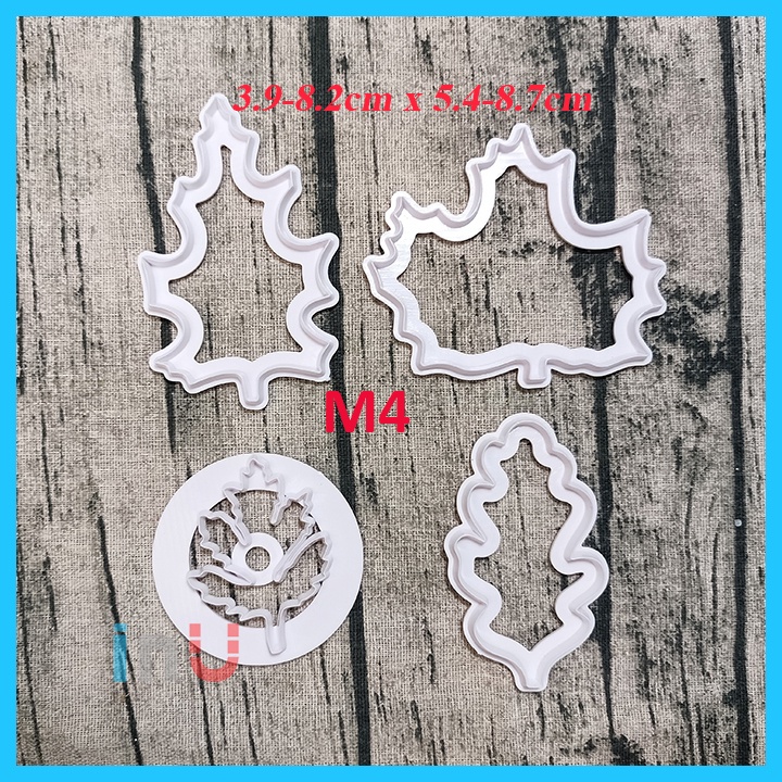 HCM - Bộ khuôn cutter hình lá nhiều mẫu lá nhiệt đới, lá phong, hoa cúc, thược dược, hoa hồng... làm bánh quy BCT