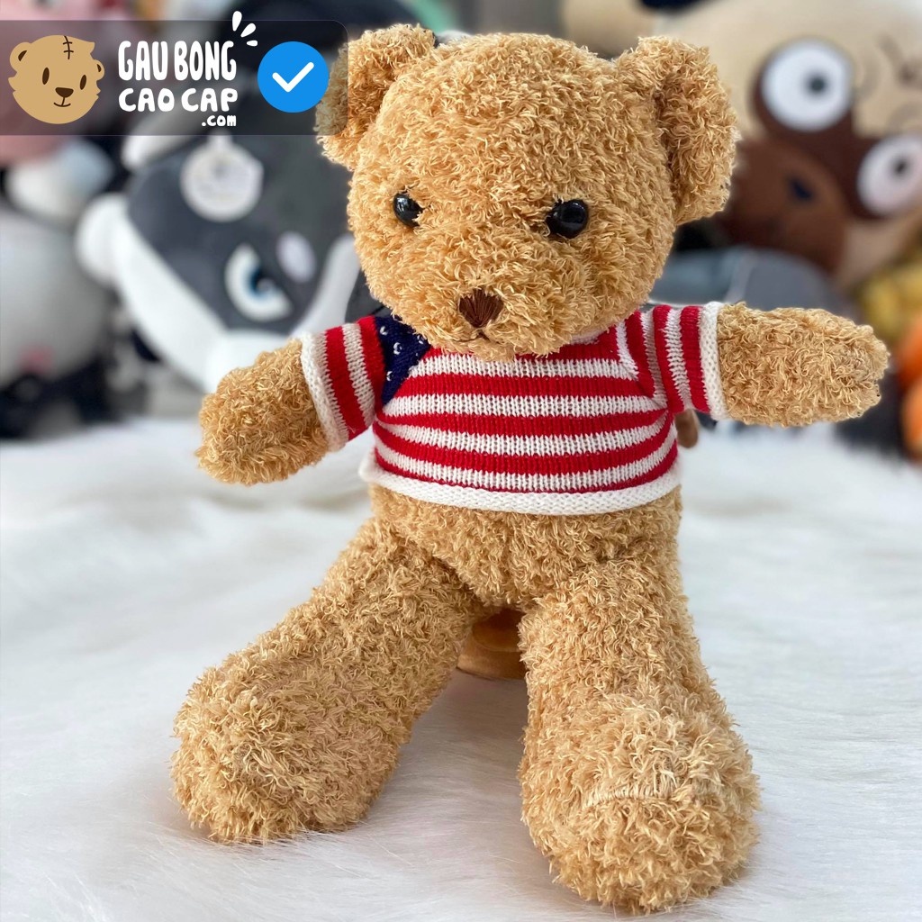 Gấu Teddy lông xù áo len cờ mỹ