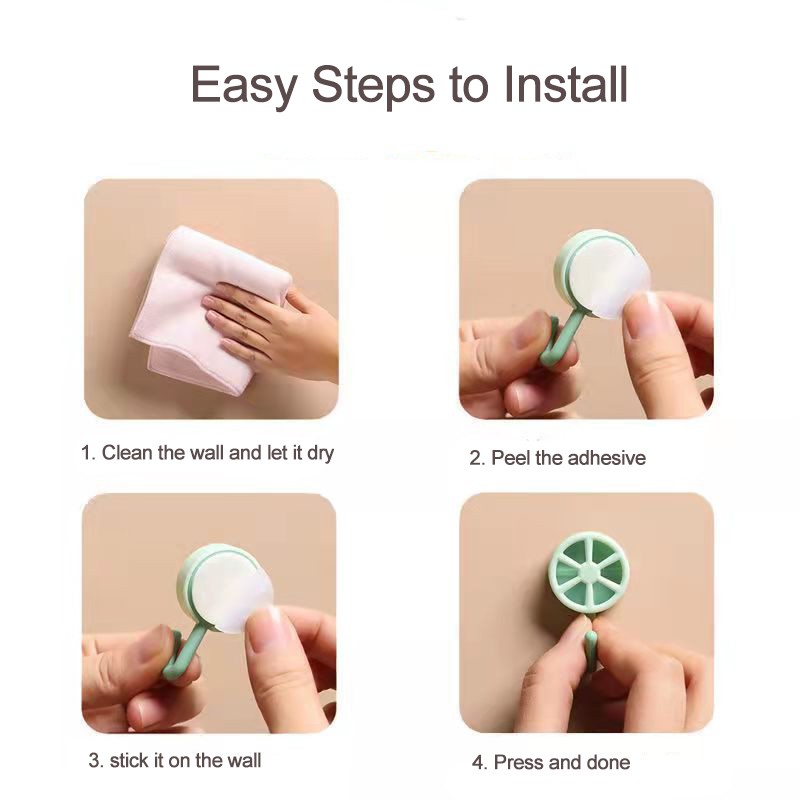 5Pcs/Set Self Adhesive Sticky Hook,Small Wall Hooks Seamless Sticky Hooks Kitchen Bedroom Bathroom HSU