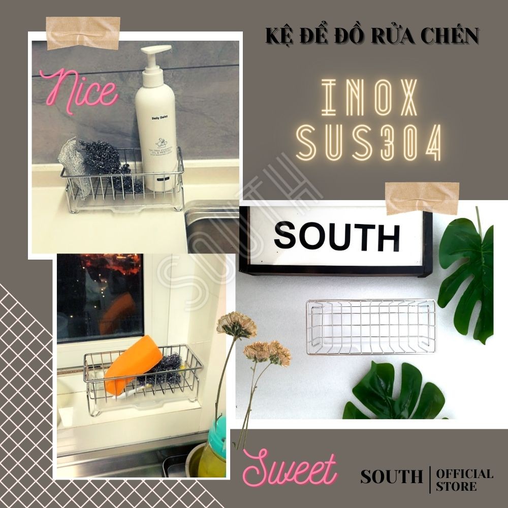 Kệ để đồ rửa chén bát nhà bếp SRC118 - Inox 304 nhỏ gọn kèm khay hứng nước