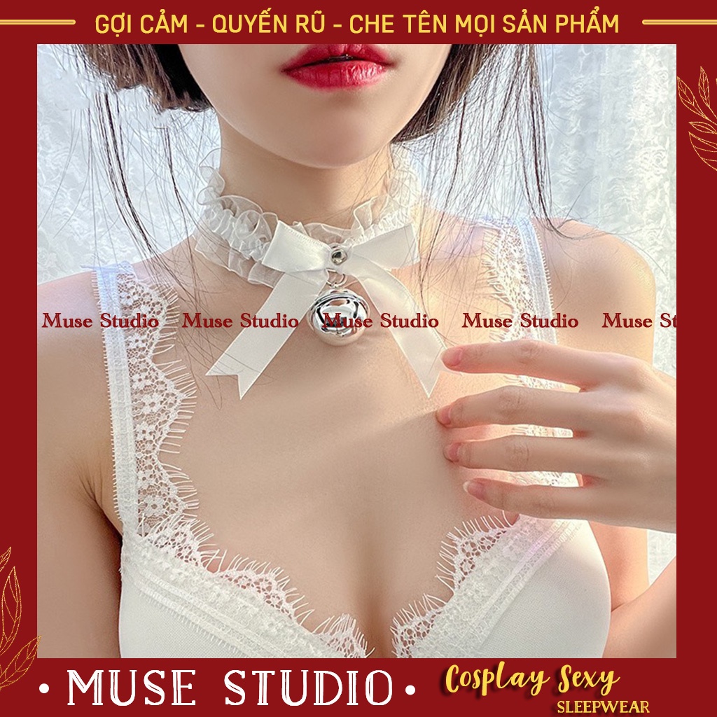 vòng cổ choker sexy hình quả chuông phối voan có thể làm ren đùi