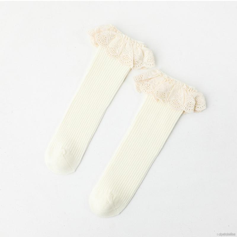 Cặp tất chân cotton mềm mại phối ren thoải mái dành cho bé