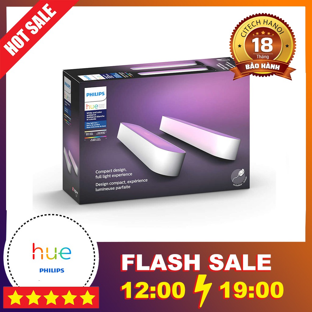 Đèn trang trí phòng gaming đổi màu siêu chất Philips HUE Play light bar double pack